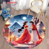 3D HD Princess Aladdin Cartoon Round Carpet, Living Room Bedroom Children's Room Comfort Rug, Non-Slip Durable Mat, Nice Gift