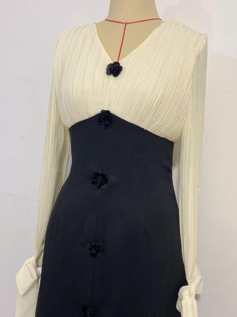 2024 Autumn European & American Middle Eastern Chic Spliced Dress
