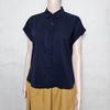Foreign Trade Japan Original Order Tail Goods Small Lapel Happy Sleeveless Chiffon Shirts Short Front and Long Back Solid Simple and Versatile Summer
