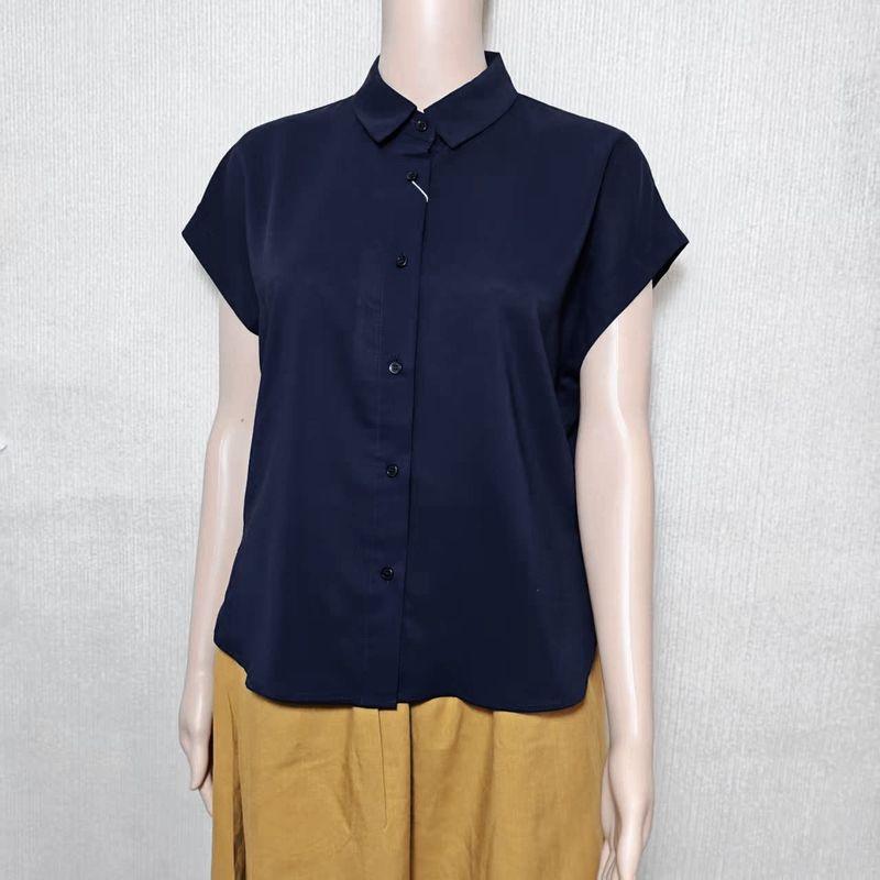Foreign Trade Japan Original Order Tail Goods Small Lapel Happy Sleeveless Chiffon Shirts Short Front and Long Back Solid Simple and Versatile Summer