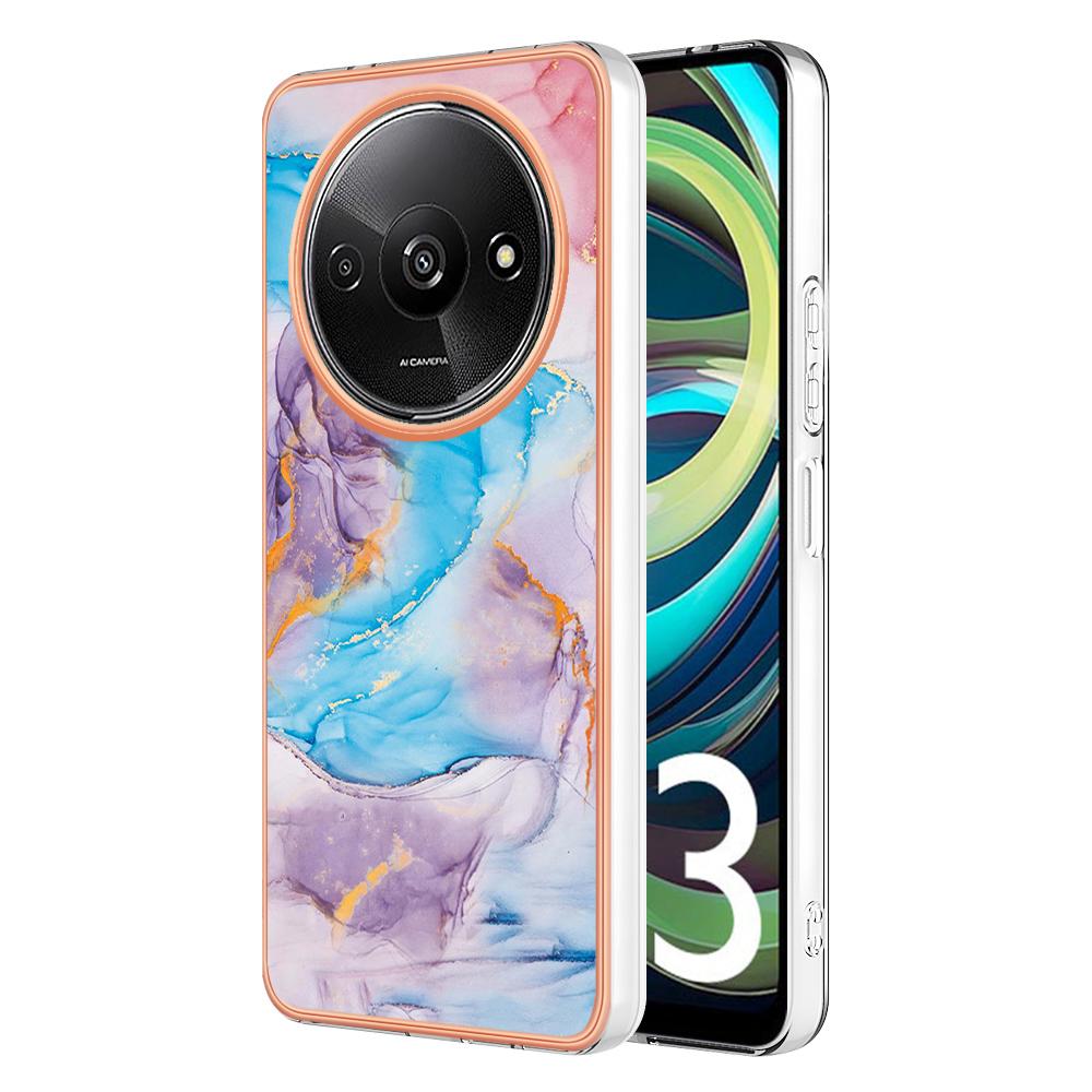 

For Xiaomi Redmi A3/Poco C61 4G Case with IMD Marble Flower Pattern TPU Mobile Back Cover D