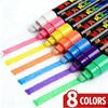 Neon Led Board Marker Set (8 Colors) - 10Mm Broad Chisel Tip Fluorescent Pen For Shop Advertising, Writable On Led Light Panel,