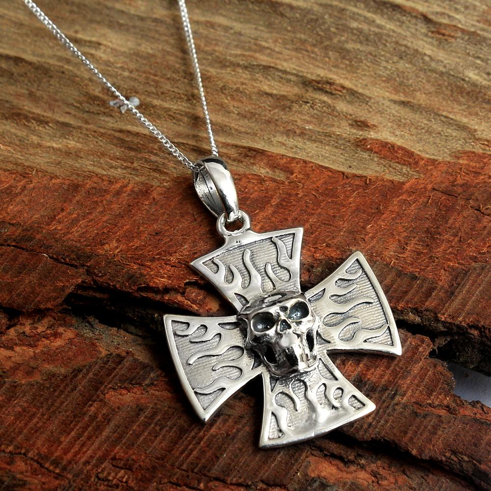 Handmade Maltese Cross Pendant Solid 925 Sterling Silver Charm Jewelry