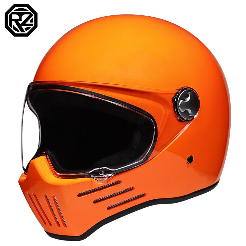 Retro helmet for men, full-face cruiser helmet, Ghost Rider style, personalized skull design, suitable for all seasons, lightweight for electric M