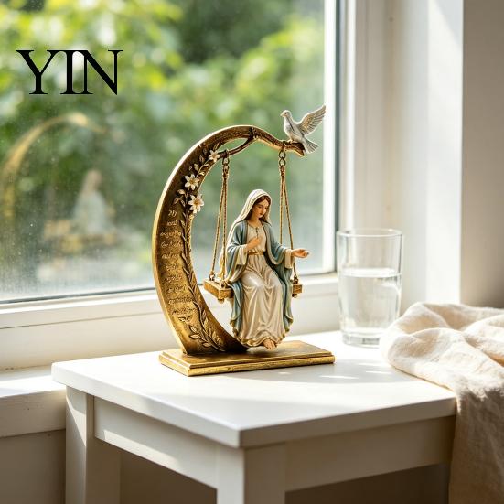 Bibelstudien-Raumzubehör Christliche Jungfrau Maria Schaukel-Ornament, Katholische Vers-Heimdekoration, Gesegnete Religiöse Statue für Regal Harzfigur