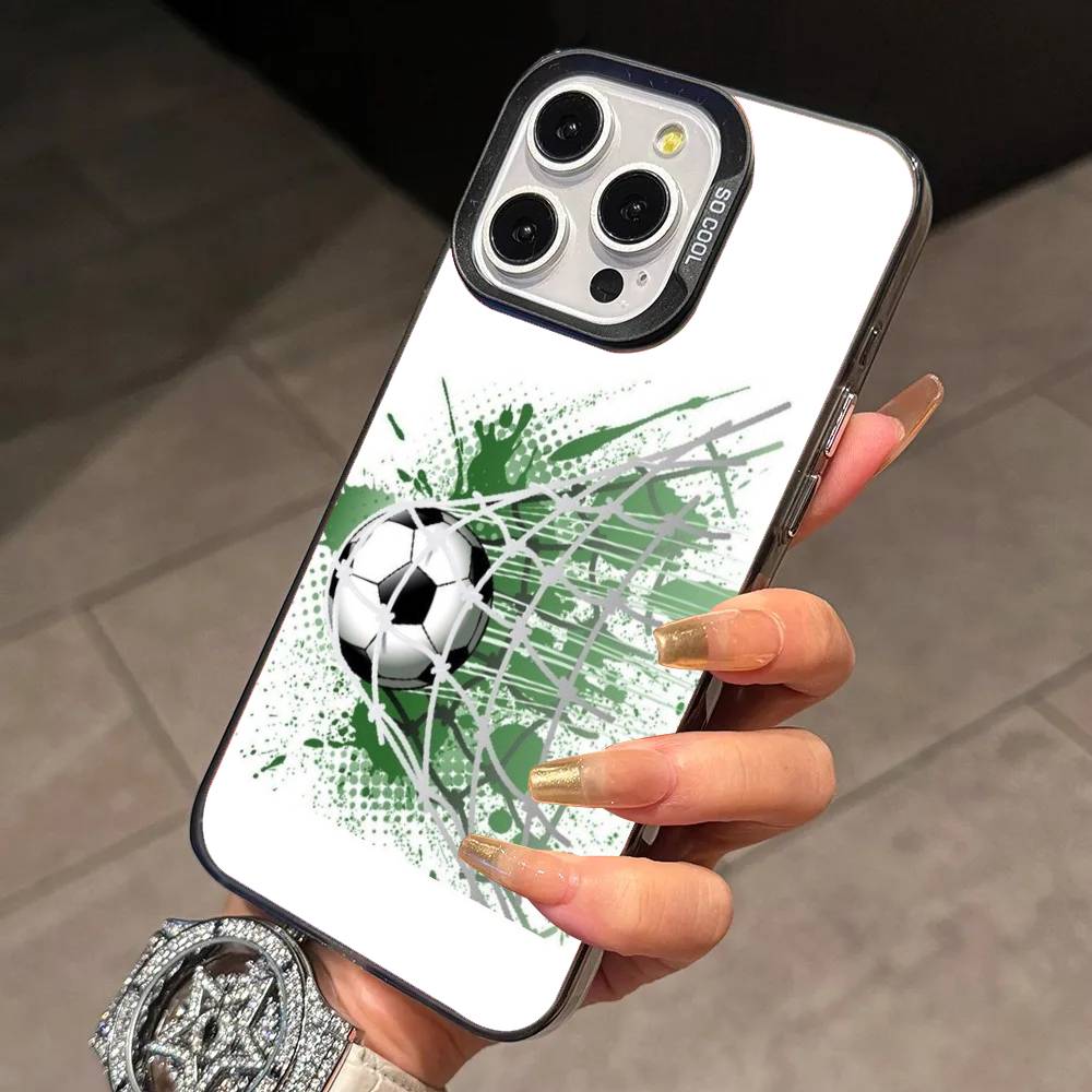 Football A-Art Phone Case For iPhone 17,16,15,14,13,12,11 Plus,Pro Max,XS,Colorful Silver Phone Case Funda Cover
