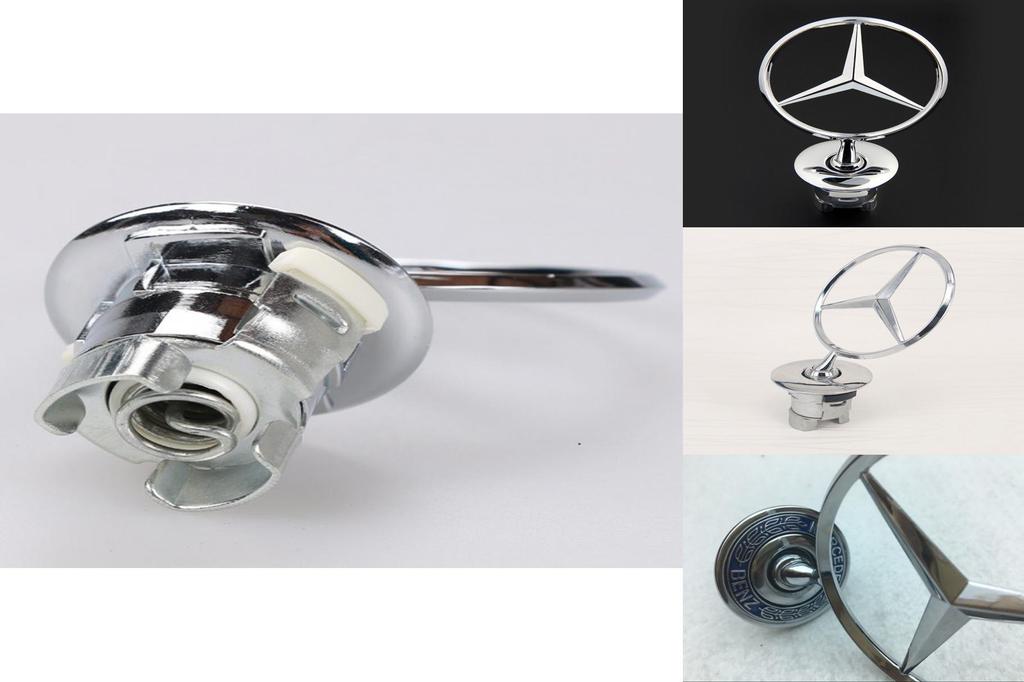 Emblema Stella Stante Cromata Originale Mercedes Benz per Cofano Modelli W123 W126 W201 W124
