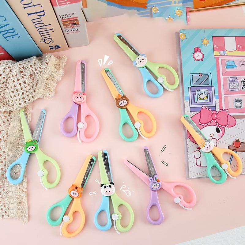 Cartoon Small Animal Scissors Handmade Kindergarten Round Head Scissors For Art Class Children Pupils Safe Without Hurting Hands