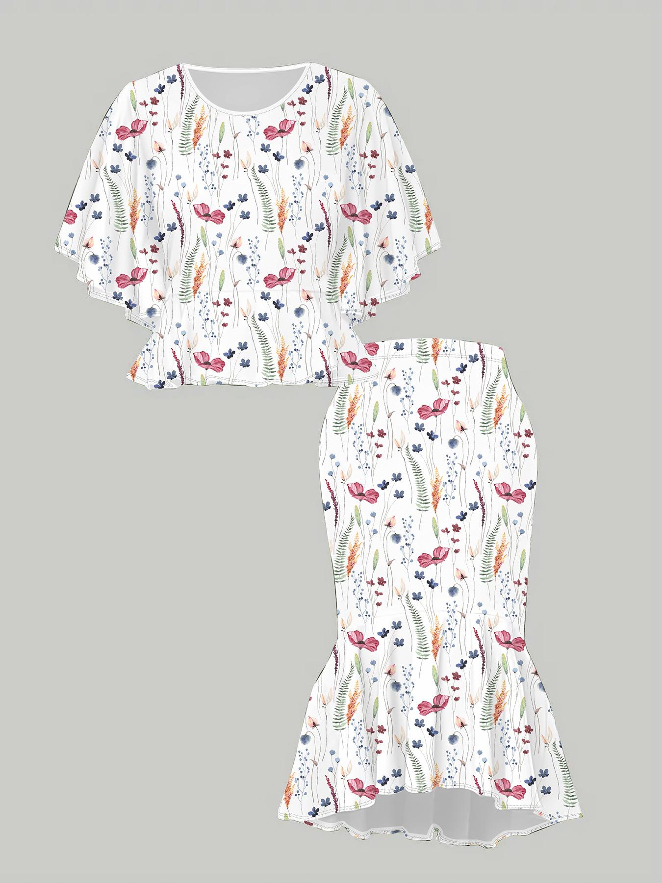 

Классический тотемный женский принт с 3D-цветами, Модный большого размера, Элегантный, Универсальный для всех сезонов. Футболка, Юбка и Комплект 1XL розовый