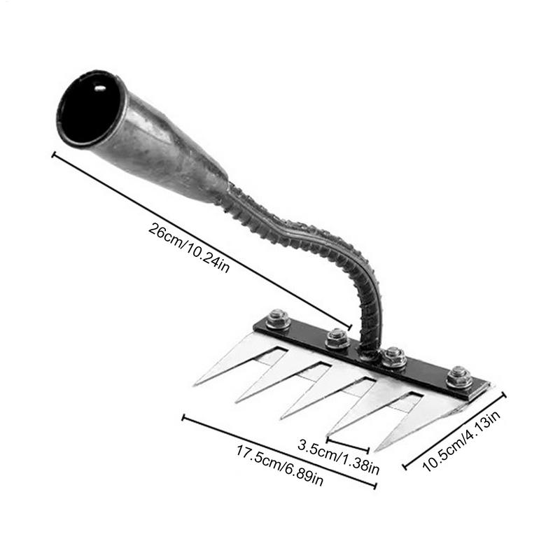 5/6 Teeth manganese Steel Garden Hand Rake Farm Tool Weeding Scarifier Agricultural Nail Harrow Metal Harrow Garden Weeding Tool