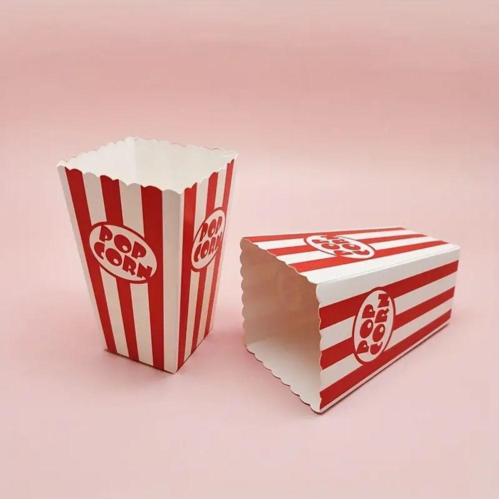 12pcs DIY Gifts Paper Popcorn Striped Bags Folding Snack Containers Popcorn Paper Boxes Carnivals