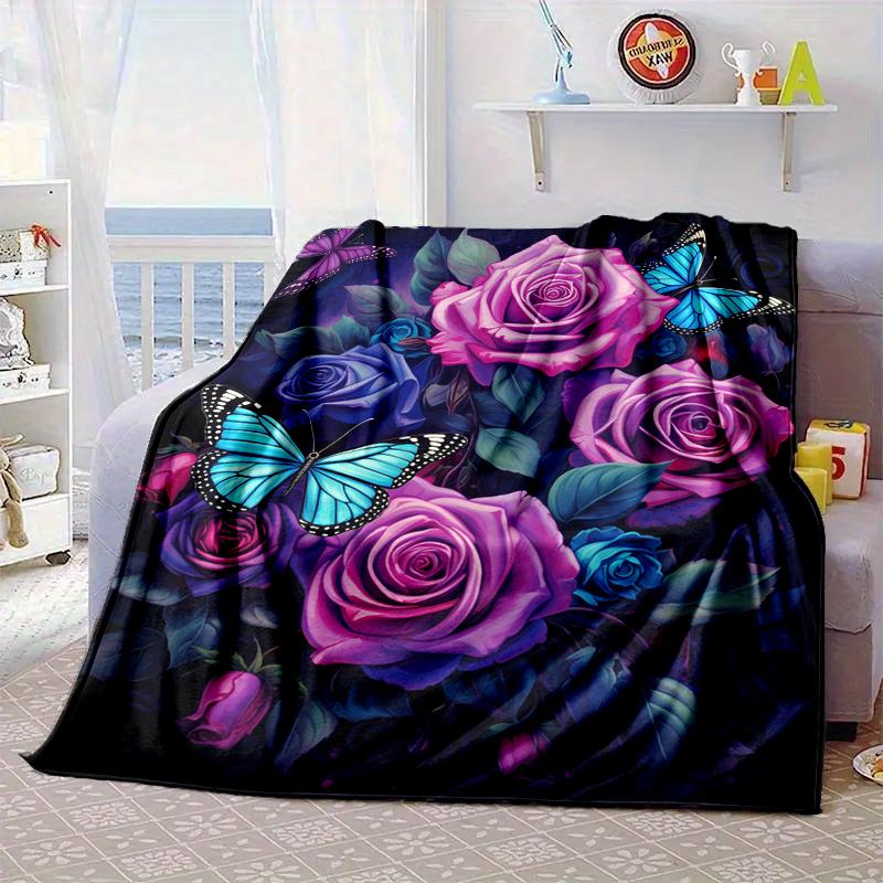 Red Roses On Black Background Blanket Flannel Blanket Throw Blanket Sofa Cover Blanket Soft Premium Blanket Picnic Blanket Tv Blanket Gifts