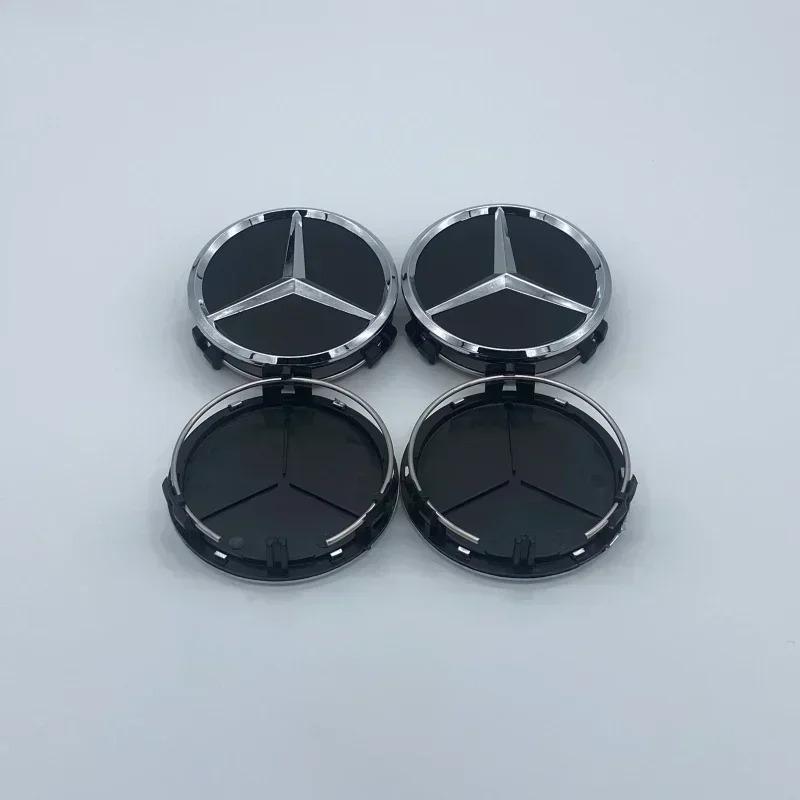 CSF1   4Pcs 75MM/60MM Car Tire Wheel Center Hub Cap Covers For Mercedes Benz Badge Emblem Rim Cover Auto Style Decorate Accessories