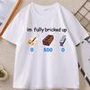 Ich bin komplett gebrickt T-Shirt Lässiges Baumwoll-Gamer-Meme-T-Shirt Locker Kurzarm für Herren Damen Lustiges Gamer Bequemes T-Shirt