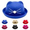 Autumn and Winter Cute Children's Hat Boy Sunshade Cat Ears Top Hat Girl Baby British Sunscreen Woolen Bucket Hat