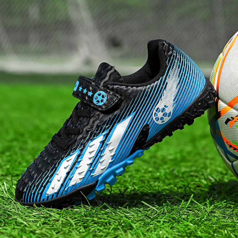 Kids Soccer Shoes Teens Boys Girls Students Shredded Nails Velcro Lawn Training Shoes