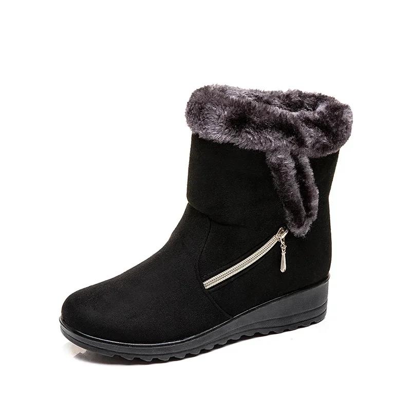 Scarpe Invernali da Donna per Esterno Calde con Pelliccia Stivali da Neve Scarpe alla Moda per Donne Stivali Invernali con Zip Taglie Forti Tendenza Zapatos De Mujer