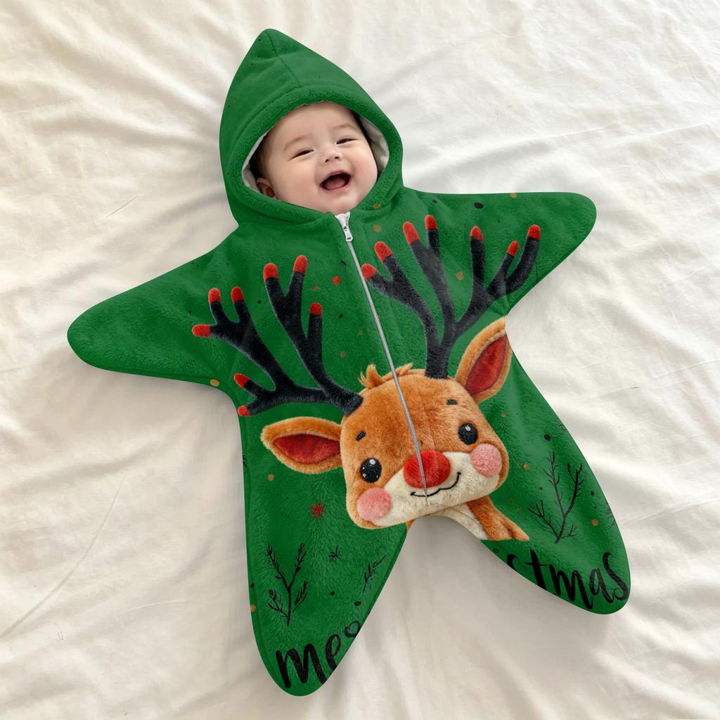 Baby Swaddle Blanket with - Flannel -Startle Wrap for Newborns, Christmas Print Sleep Sack for Boys Girls, Portable Outdoor Swaddle