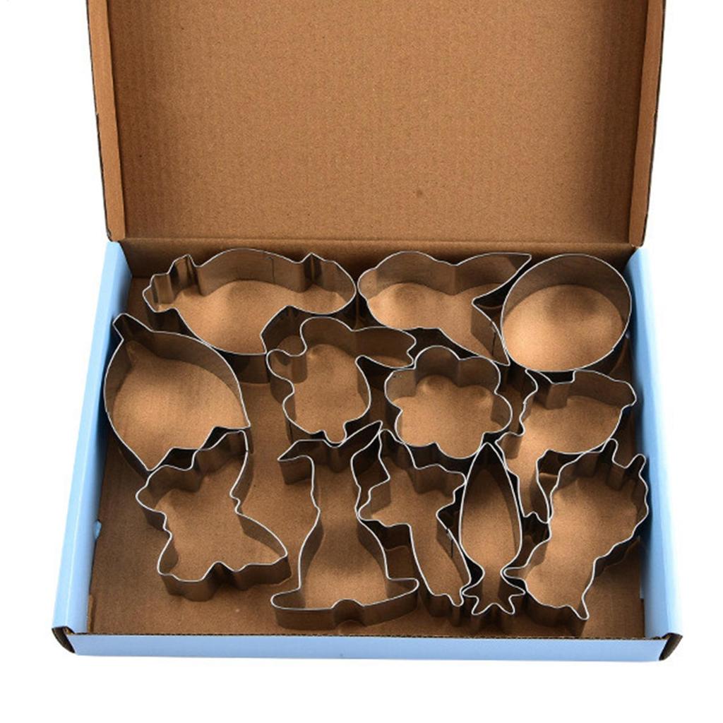 Easter Cookie Stamps Cookie Cutters for Baking Stainless Steel 12x Fondant Molds Easy to Demold & Cut for Cake Making Cookies