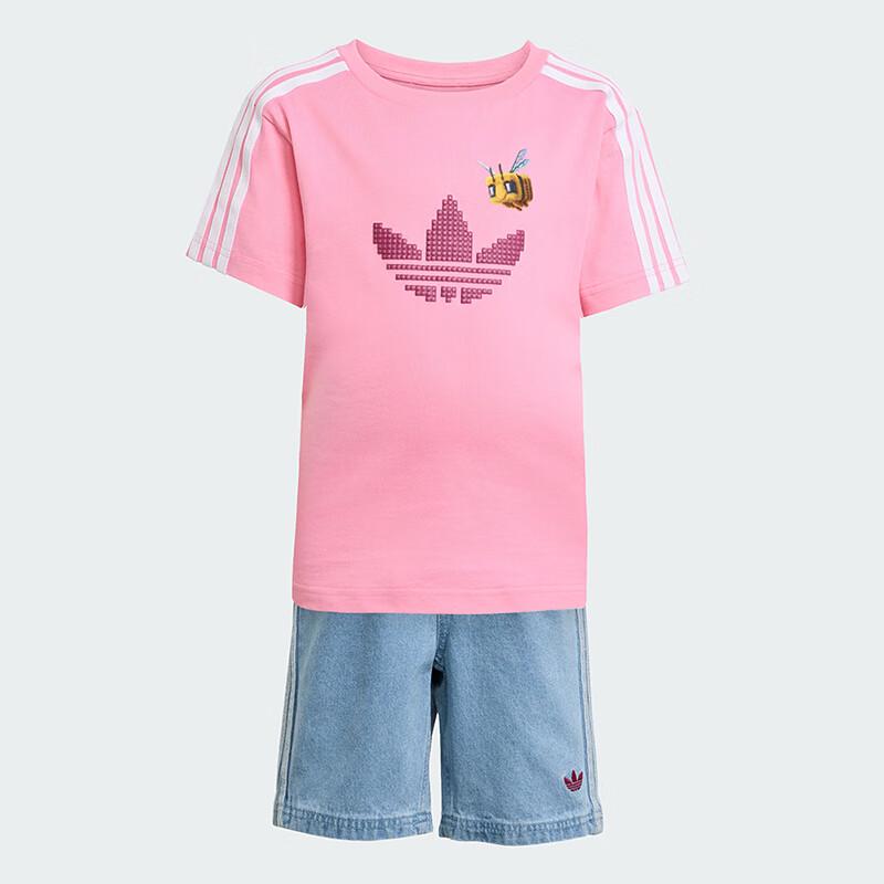 adidas Girls' Minecraft Trefoil Sports Short Sleeve Set