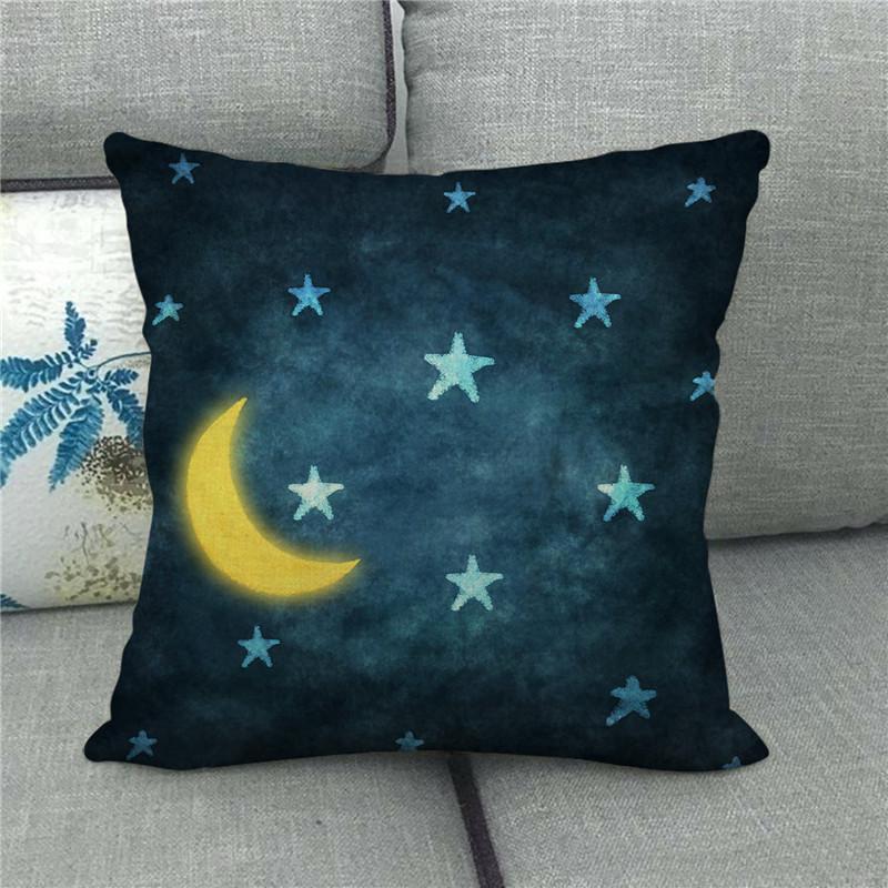 Creative Cartoon Illustration Star Map Digital Printing Short Plush Pillow Covers For Car Sofa Office Cushion Cover Home Goods