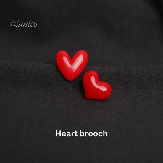 Red Heart Shape Brooch Wedding Party Jewelry Brooch Pin Women Lovers Gift Resin Love Pin Christmas New Year Gift
