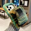 Winter Fluffy Plush Phone Case For iPhone 17 Pro Max 16 15 14 13 Pro Max Air Warm Furry Hand Wrist Soft TPU Silicone Back Cover