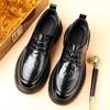 Leather shoes new winter leather breathable British inner height increase casual shoes business dress groom wedding shoes