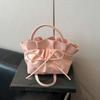 Large Capacity Bowknot Crossbody Bag Elegant French Handbag Portable PU Leather Shoulder Bag  Daily