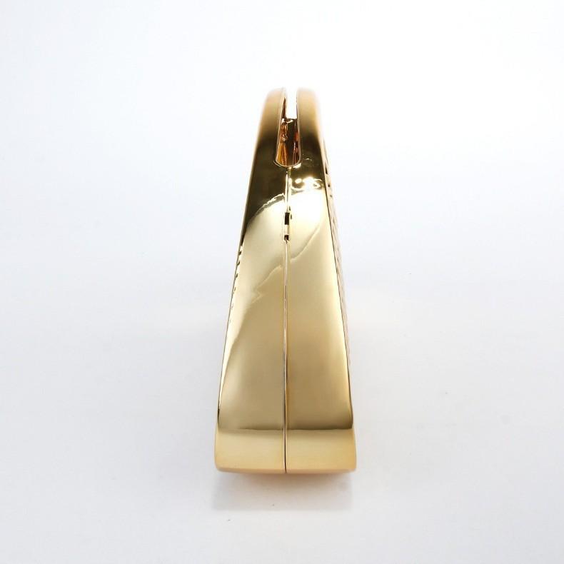 Fashion Special-Shaped Acrylic Bag Hard Shell Metal Feeling Dinner Bag Women'S Grid Trapezoidal Evening Bag Chain Banquet