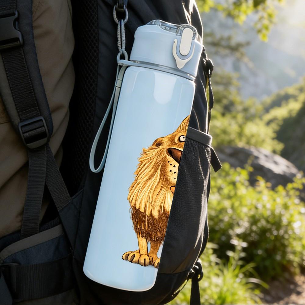 1PC Lion King Mane Animal Portrait Print 750ml Color Plastic Sports Water Bottle Leakproof Flip Straw Lid Suitable for Sports Office Home Use