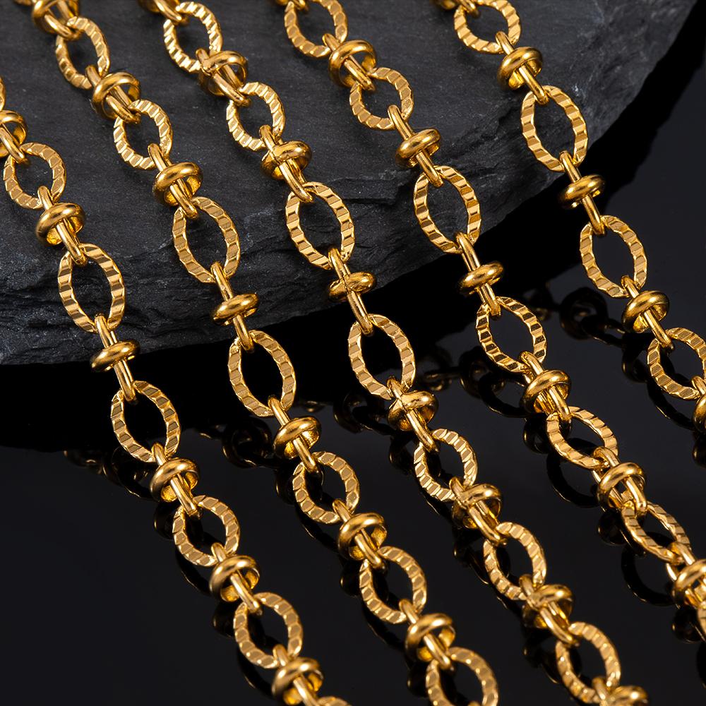2M Stainless Steel Embossed Radial Grain Link Chain Metal Beads Steel Color Chains Jewelry Making DIY Bracelet Necklace Material