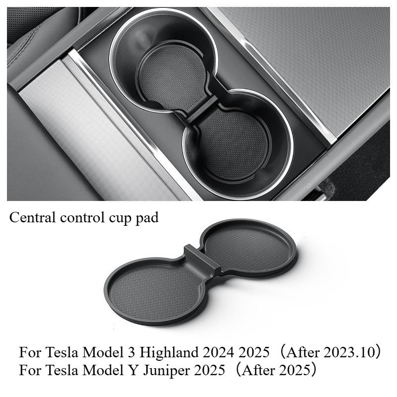 For Tesla Model Y Juniper/Launch  Center Console Water Cup Pad Anti-Slip Pad Rear Row Cup Holder Pad Interior Accessories