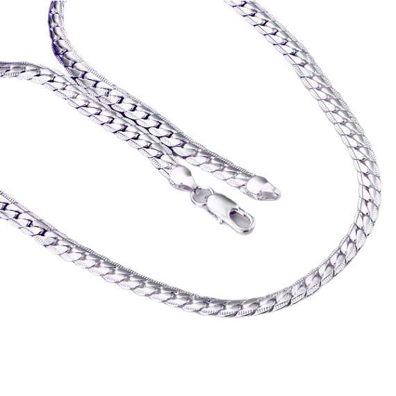 Silver-Plated 5MM Flat Side Chain Necklace - European & American Style