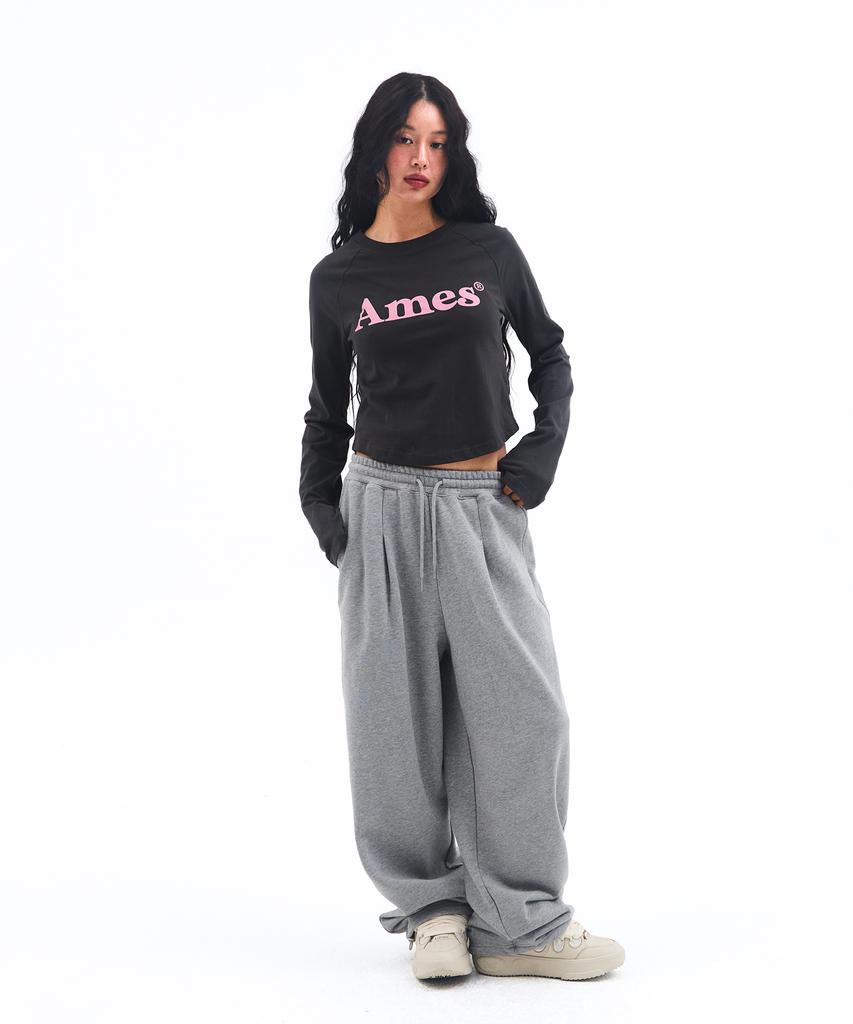 AMES-WORLDWIDE Basic Small Logo Sweat Pants Gray