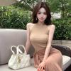 Summer Korean Solid Color Halter Neck Sleeveless Slim Twist Knit Vest For Women