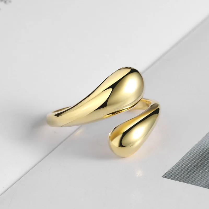 LATS Designer Gold Silver Colour Water Drop Ring Woman Europe America Jewelry Trendy Accessories Gift