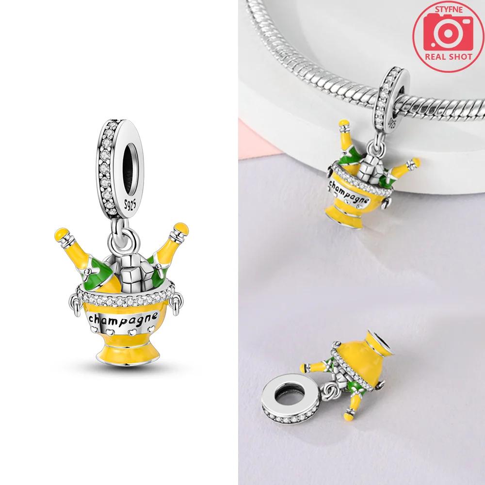 Original Charms Pink Colorful Doughnut Cake Ice Cream Coffee Cup Copper Beads Fit Women Bracelet Jewelry Diy Delicate Gift