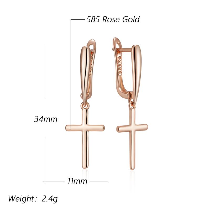 Fashion Glossy Dangle Earrings  Rose Gold Color Simple Cross Earrings For Women High Quality Daily Fine Jewelry