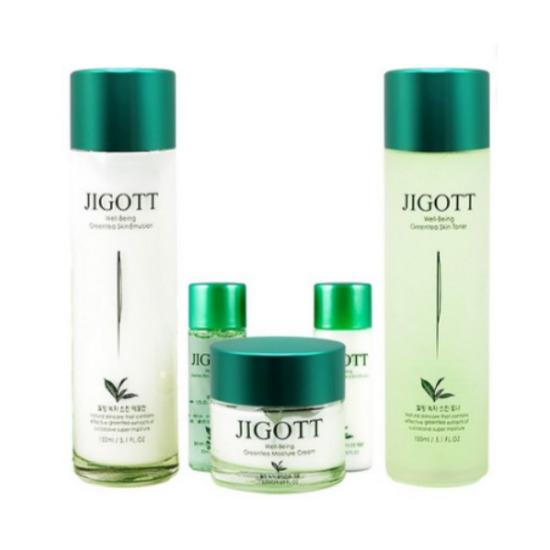 JIGOTT Well-Being Green Tea Skin Care 5pcs Set Toner Lotion Cream Skincare Set