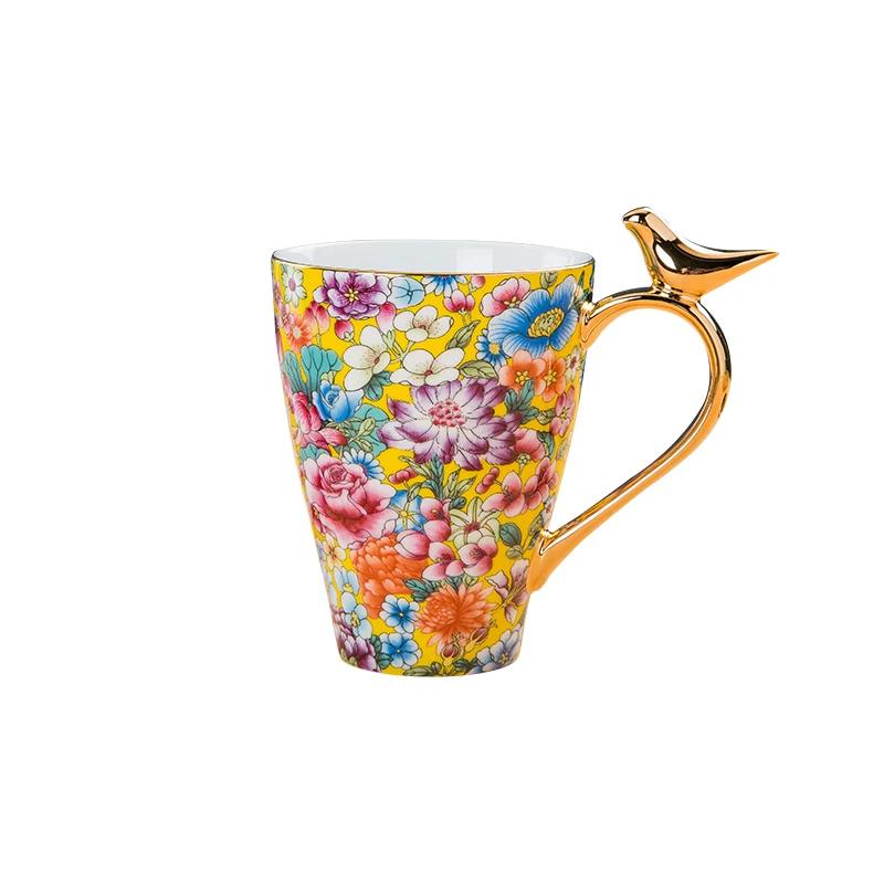 300ml Kaleidoscope Enamel Color Bone China Gold Painting Mug High Beauty Creative Water Cup Tea Cup Creative Milk Coffee Cup