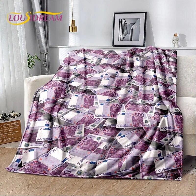 3D-Dollar-Euro-Pfund-Geld-Reich-Cartoon-weiche Plüschdecke, Flanelldecke, Überwurfdecke für Wohnzimmer, Schlafzimmer, Bett, Sofa, Geschenk