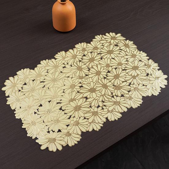 PVC Placemats Insulated Table Protectors Blooming Flowers Anti-slip Bowl Pad Stain Proof Drink Coaster Elegant Home Decor
