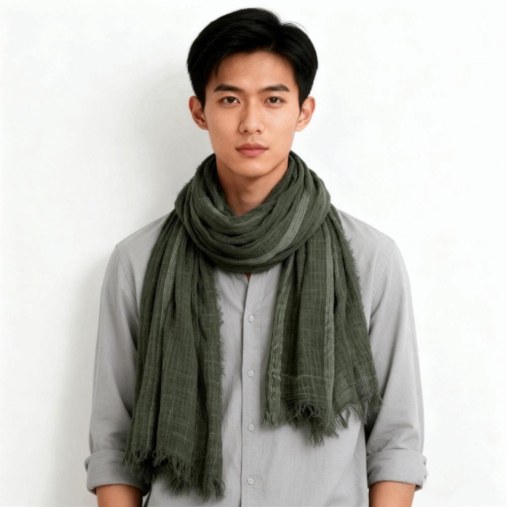Striped Men's Striped Scarf Neckerchief Short Tassel Scarves Shawls  Wrap  for Men Women