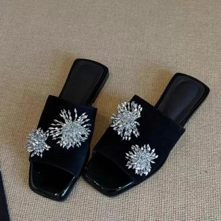 

Модные женские плоские модные сандалии, плоские туфли, тапочки, классические, высокого качества, с острым носком, на шпильке, сексуальные, для вечеринки, женские, повседневные 35