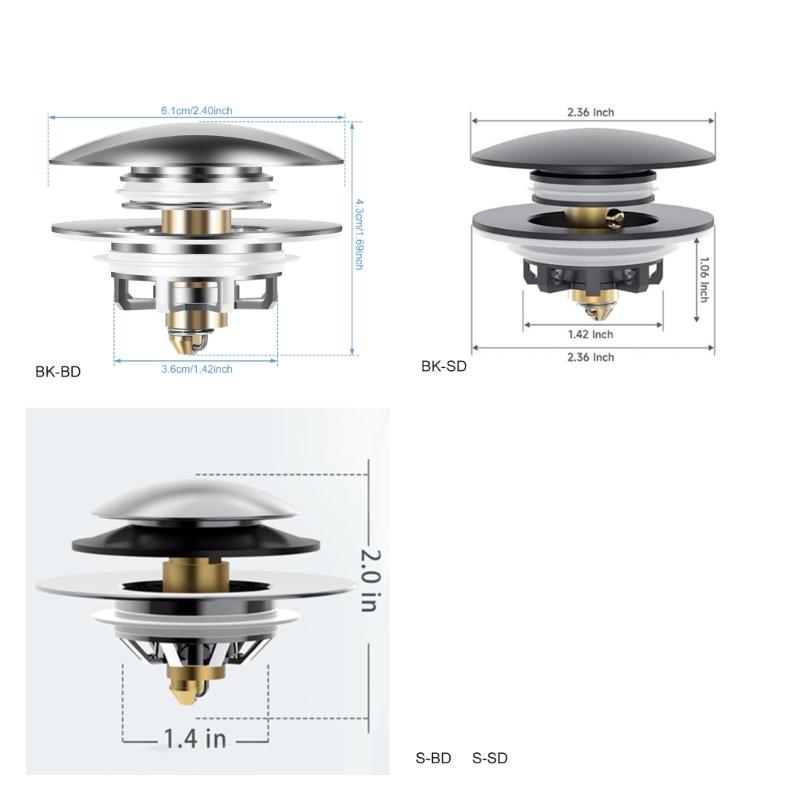 Brass Bathtub Stopper Push Type Bounce Cores Shower Drain Hair Catcher Universals Bath Tub Drain Stoppers Drain Plug