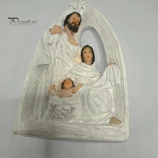 Resin Nativity Decoration Holy Family Figurine Advent Statue Joseph Virgin Mary Birth of Jesus Sculpture Home Office Desktop Ornament Scene Decor