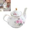 Ceramic Teapot With Floral Embossing And Gold Trim Ergonomic Handle Porcelain Tea Pot For Daily Use
