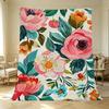 Lightweight Floral Flannel Throw Blanket Soft & Vibrant Cozy Cover for Home, Office Nap, Holiday Decoration (Christmas, Halloween)