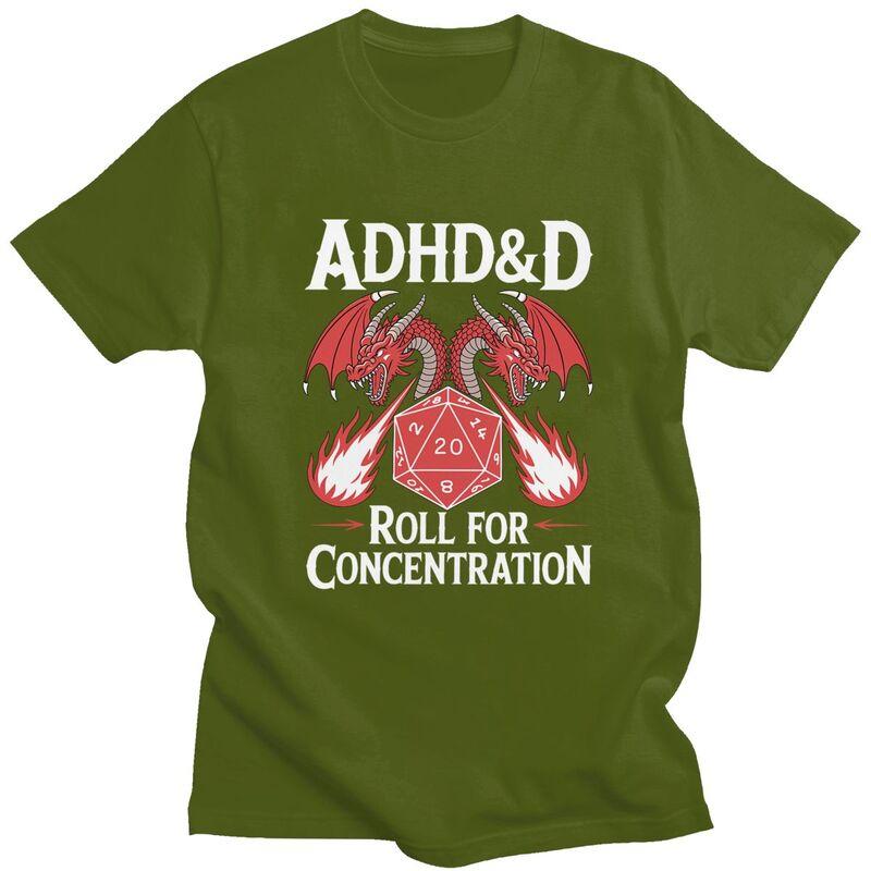 ADHS Rolle für Konzentration T-Shirt Unisex Kurzarm Mode Lässig Grafik T-Shirt Sommer Lockerer Schnitt Reine Baumwolle T-Shirt Oberteile